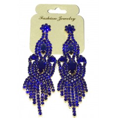 Boucle d'oreilles agentées à petite  pierre bleue " fashion jewelry"