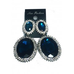 Boucle d'oreilles agentée avec deux grosses pierres bleue"new fashion"