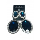 Boucle d'oreilles agentée avec deux grosses pierres bleue"new fashion"