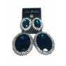 Boucle d'oreilles agentée avec deux grosses pierres bleue"new fashion"