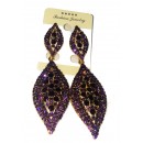 Boucle d'oreilles agentées à grosse  pierre et petite pierre violet"fashion jewelry"