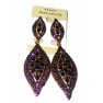 Boucle d'oreilles agentées à grosse  pierre et petite pierre violet"fashion jewelry"