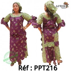 Ensembles  -  violet-vert-216-pagne chiganvy 100% coton