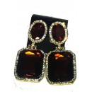 Boucle d'oreilles agentées à grosse  pierre marron