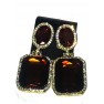Boucle d'oreilles agentées à grosse  pierre marron
