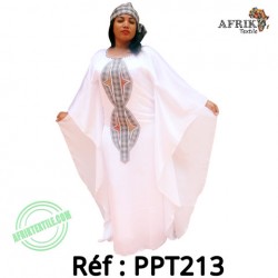Boubou -blanc-213-pagne chiganvy 100% coton