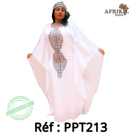 Boubou -blanc-213-pagne chiganvy 100% coton
