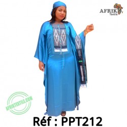 Boubou -bleu-212-pagne chiganvy 100% coton