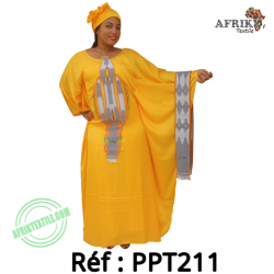 Boubou -jaune-211-pagne chiganvy 100% coton