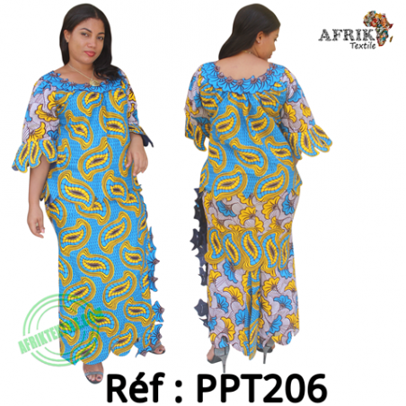 Ensembles deux tons -  jaune-bleu-206-pagne chiganvy 100% coton