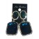 Boucle d'oreilles agentées à pierre carrée bleue new "fashion"