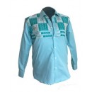 Chemise  tissu avec pagne woodin manche longue vert clair