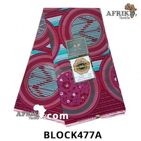 Pagne UNIWAX BLOCK  CI 477A- 100% coton 6 yards