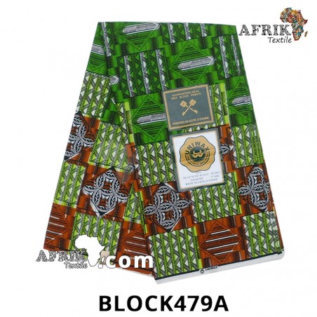 Pagne UNIWAX BLOCK  CI 479A- 100% coton 6 yards