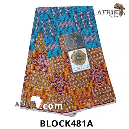 Pagne UNIWAX BLOCK  CI 481A- 100% coton 6 yards