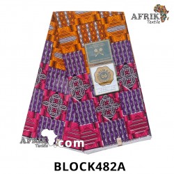 Pagne UNIWAX BLOCK  CI 482A- 100% coton 6 yards