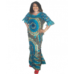 Tenue en pagne Chiganvy à motifs vert