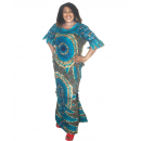 Tenue en pagne Chiganvy à motifs vert