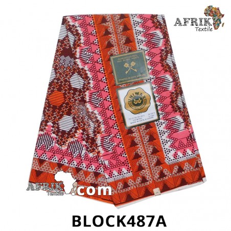 Pagne UNIWAX BLOCK  CI 487A- 100% coton 6 yards