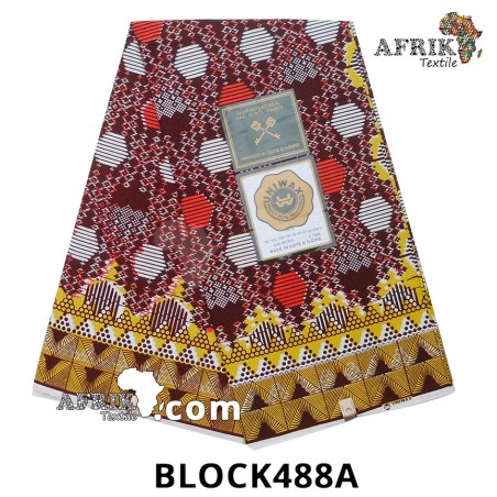 Pagne UNIWAX BLOCK  CI 488A- 100% coton 6 yards