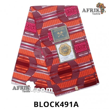 Pagne UNIWAX BLOCK  CI 491A- 100% coton 6 yards