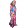 Tenue en pagne Chiganvy à motifs en fleurs bleues