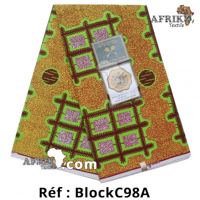Pagne UNIWAX BLOCK CLASSIQUE CI 98A - 100% coton 6 yards