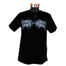 Chemise  tissu brodé avec pagne woodin, manche courte "noir"cou rond