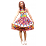 Robe en pagne HITARGET deux tons marron-blanc.