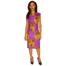 robe en pagne couleur violet sans manche .