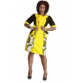 Robe de soirée en pagne HITARGET avec veste de couleur jaune