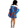 robe mini makeba en pagne Hitarget bleu et tissus moroco blanc.