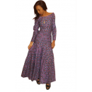 Robe de soirée en pagne HITARGET de couleur "violet" à motif