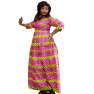longue robe rose a manche longue fait en pagne chiganvy
