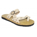 Sandale artisanale en cuir "belge"avec des points noirs