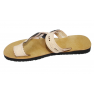 Sandale artisanale en cuir "belge"avec des points noirs