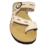 Sandale artisanale en cuir "belge"avec des points noirs