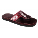 Sandale artisanale en cuir "rouge"tissée en blanc