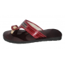 Sandale artisanale en cuir "rouge"tissée en blanc et vert