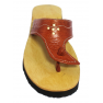 Sandale artisanale en cuir "marron"intérieur kaki à motif