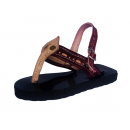 Sandale artisanale en cuir "rouge-kaki" avec fermeture