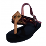 Sandale artisanale en cuir "rouge-kaki" avec fermeture