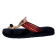 Sandale artisanale en cuir "rouge"avec un bout noir.