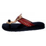 Sandale artisanale en cuir "rouge"avec un bout noir.