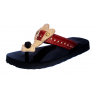 Sandale artisanale en cuir "rouge"avec un bout noir.