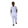 boubou en tissu léger enfant 100% coton manche courte avec broderie de couleur "gris"