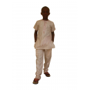 boubou en tissu léger enfant 100% coton manche courte avec broderie de couleur "kaki"
