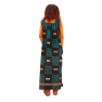 Longue robe traditionnelle senoufo bras mince avec deux poches, à carreaux "vert-bleu" avec des broderies par endroit 100% coton