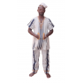 boubou traditionnel Senoufo tricolore à raillure avec des broderies 100% coton