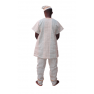 boubou traditionnel Senoufo "vert-blanc" à raillure avec des broderies 100% coton